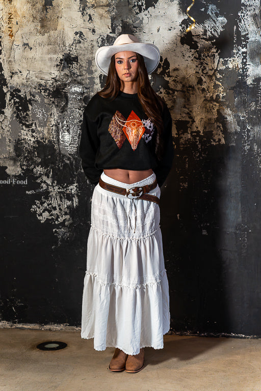 Good Intentions - White Boho Tiered Maxi Skirt