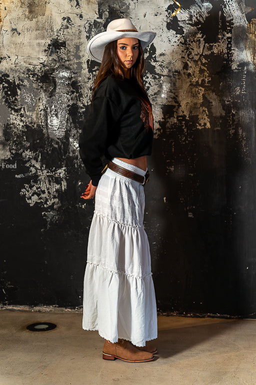 Good Intentions - White Boho Tiered Maxi Skirt