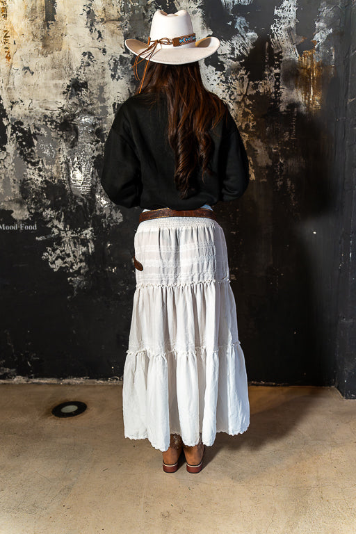 Good Intentions - White Boho Tiered Maxi Skirt