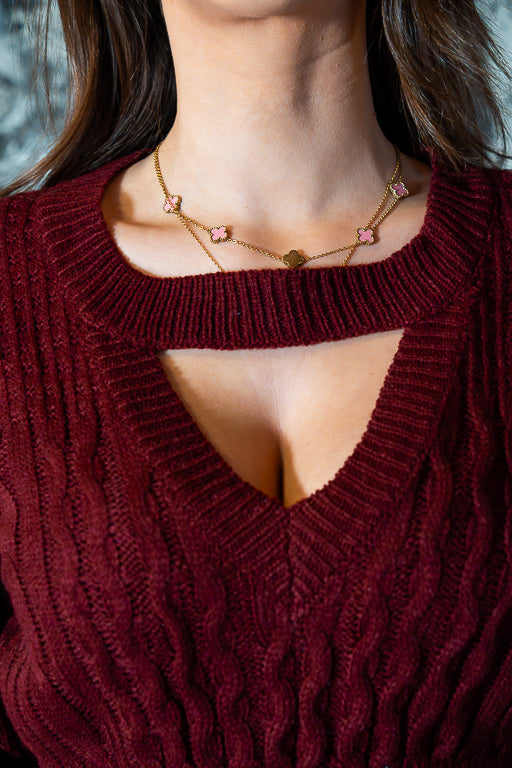 The Plot Twist - Reversible Burgundy Cable Knit Mini Dress