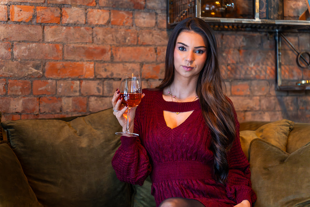 The Plot Twist - Reversible Burgundy Cable Knit Mini Dress