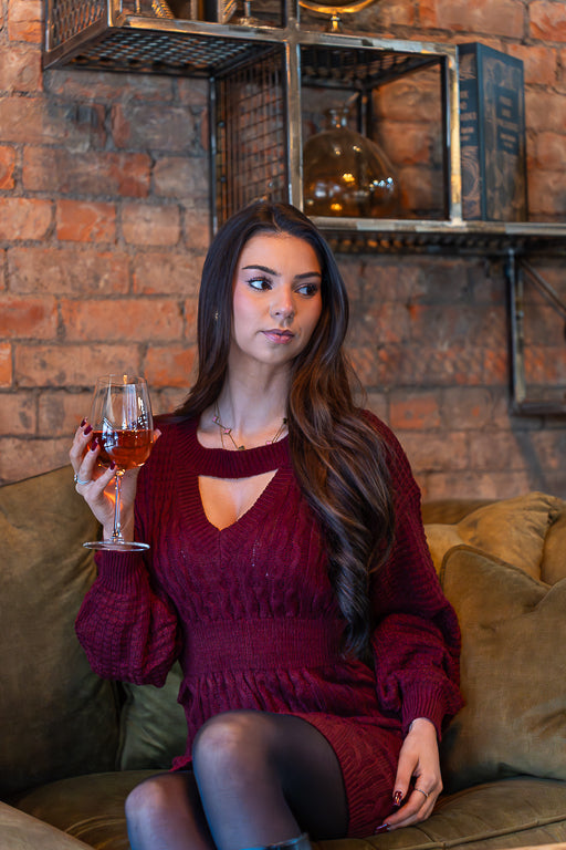 The Plot Twist - Reversible Burgundy Cable Knit Mini Dress