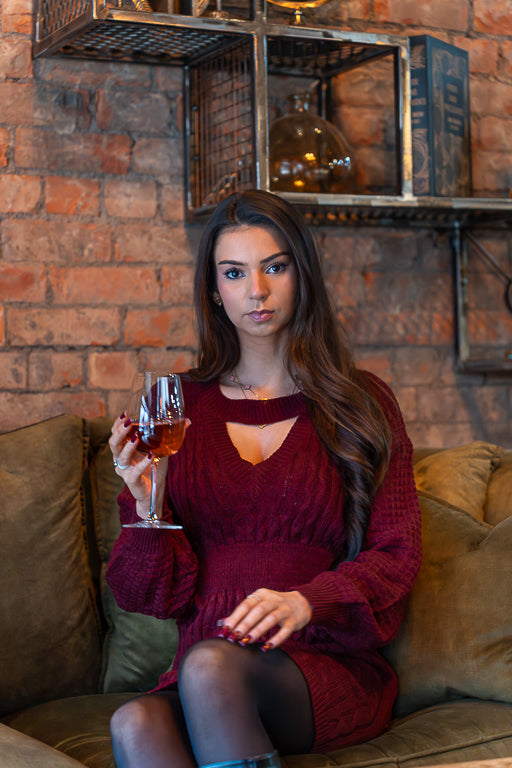 The Plot Twist - Reversible Burgundy Cable Knit Mini Dress