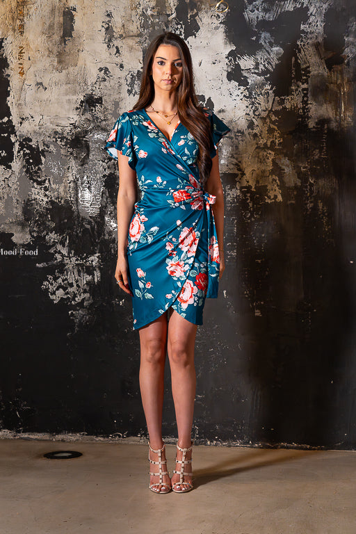 Siren - Wrap Tie Dress Flutter Sleeve