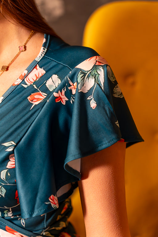 Siren - Wrap Tie Dress Flutter Sleeve