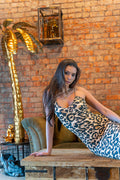 Lioness - Leopard Print Strappy Bodycon Midi Dress